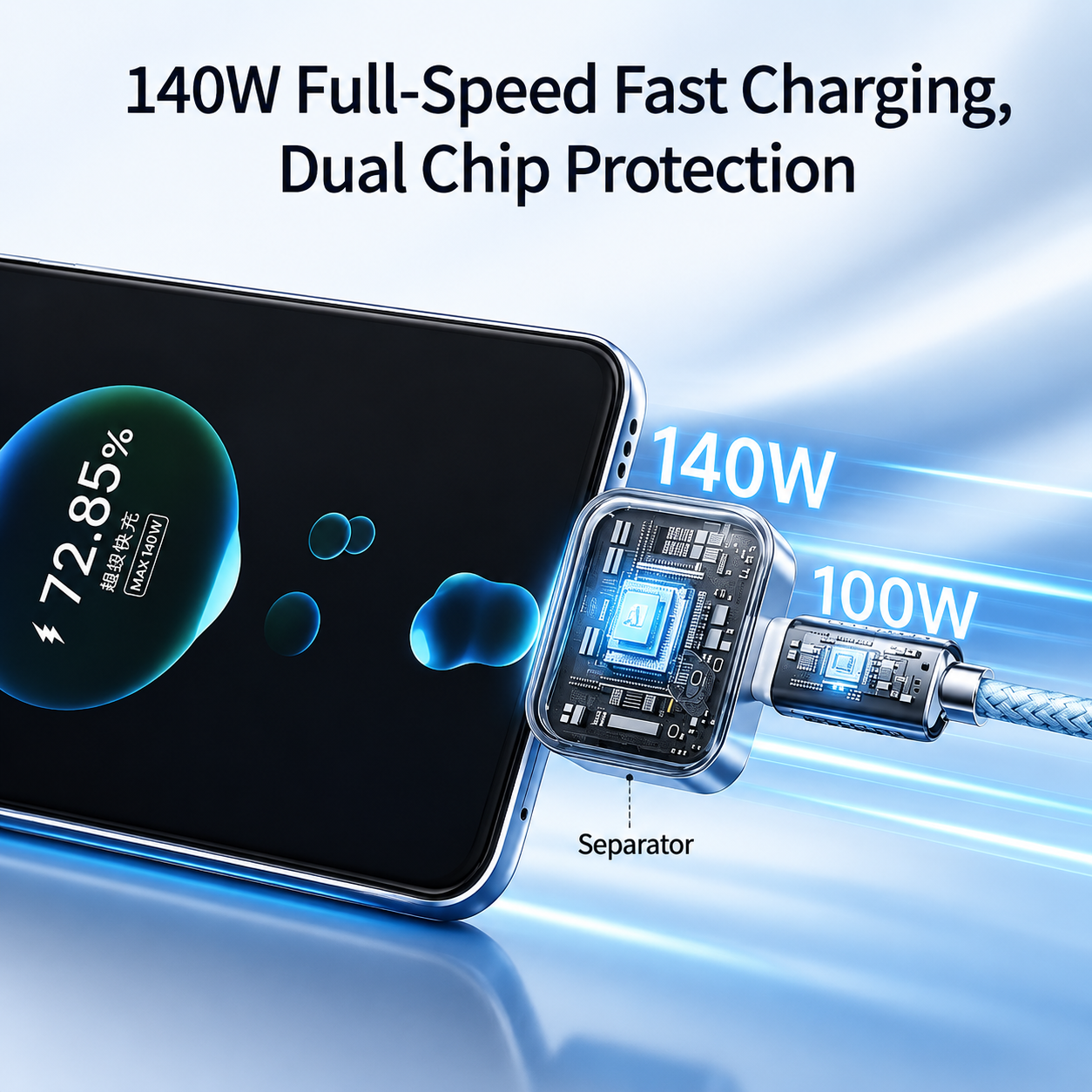 Smart Auto Disconnect Fast Charger - 140W