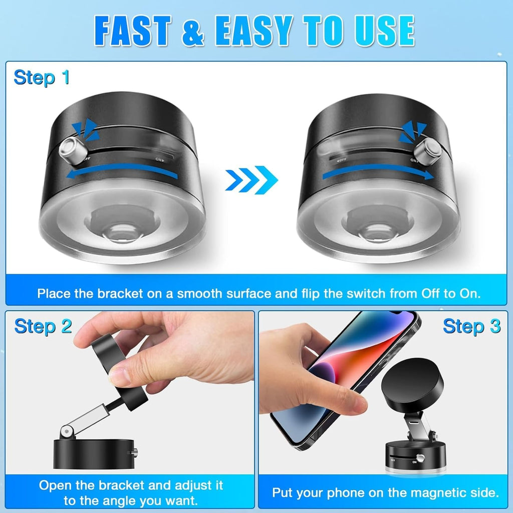 Magnetic Suction Phone Holder | Vacuum Suction Cup Foldable Universal Mobile Stand